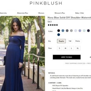 Pinkblush Maternity Navy Long Sleeve maxi Dress
